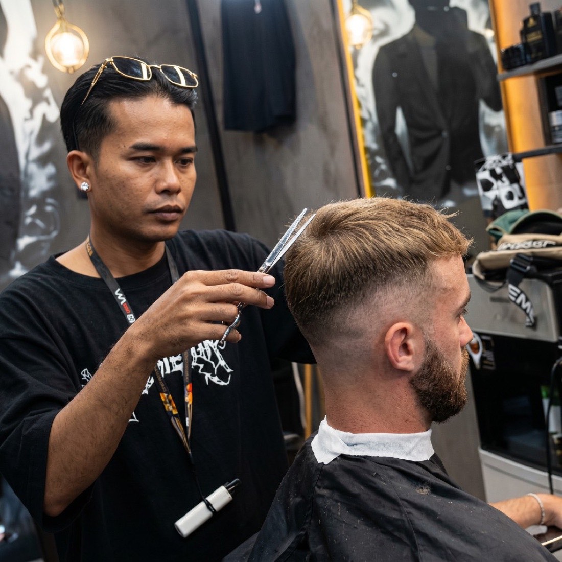 Scissor haircut by CYB mobile barber in Bali